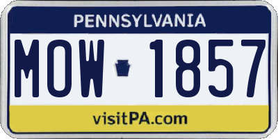PA license plate MOW1857