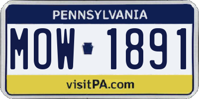 PA license plate MOW1891