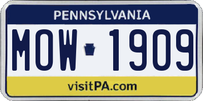 PA license plate MOW1909