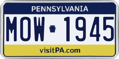 PA license plate MOW1945
