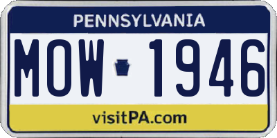 PA license plate MOW1946