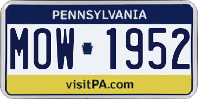PA license plate MOW1952