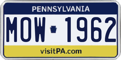 PA license plate MOW1962