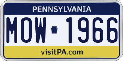 PA license plate MOW1966