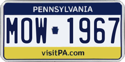 PA license plate MOW1967