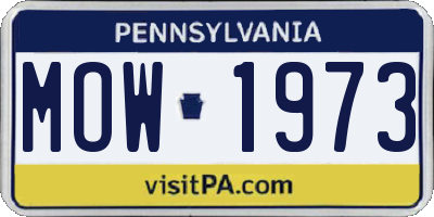 PA license plate MOW1973