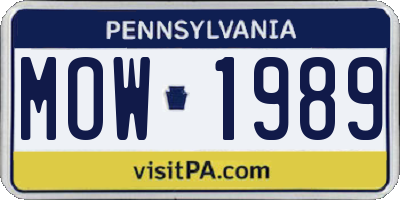 PA license plate MOW1989