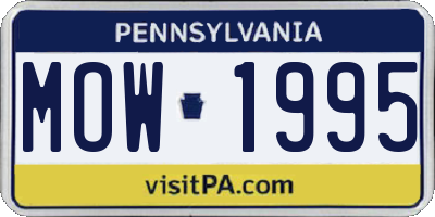 PA license plate MOW1995