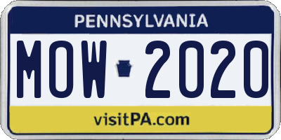 PA license plate MOW2020
