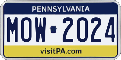 PA license plate MOW2024