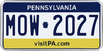 PA license plate MOW2027