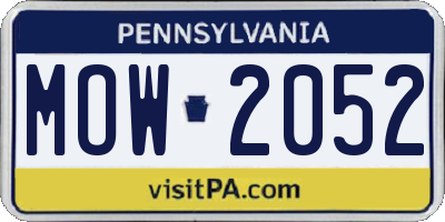 PA license plate MOW2052