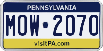 PA license plate MOW2070