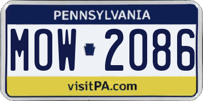 PA license plate MOW2086