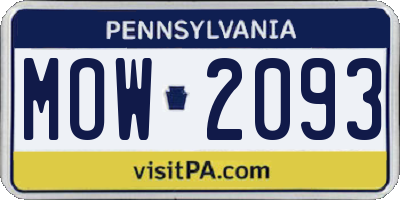 PA license plate MOW2093