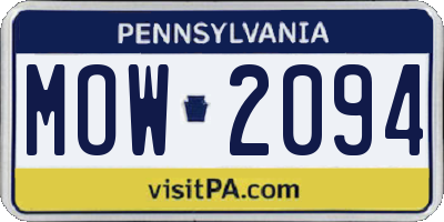 PA license plate MOW2094