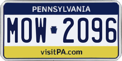 PA license plate MOW2096