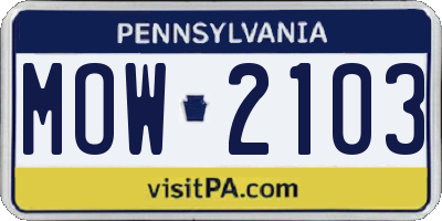 PA license plate MOW2103