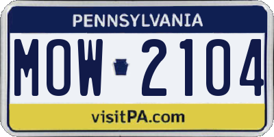 PA license plate MOW2104