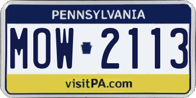 PA license plate MOW2113