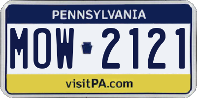 PA license plate MOW2121