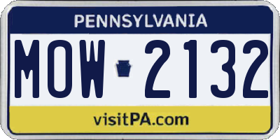 PA license plate MOW2132