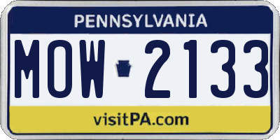 PA license plate MOW2133