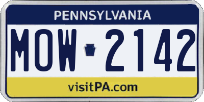 PA license plate MOW2142