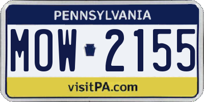 PA license plate MOW2155