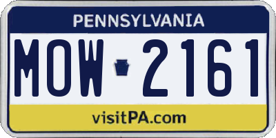 PA license plate MOW2161