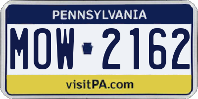 PA license plate MOW2162