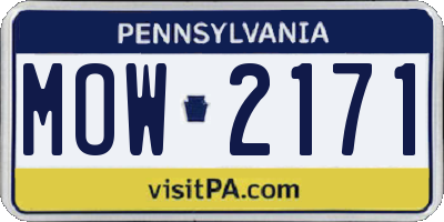 PA license plate MOW2171