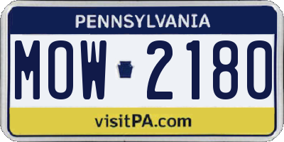 PA license plate MOW2180