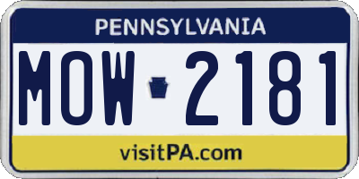 PA license plate MOW2181