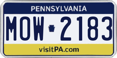 PA license plate MOW2183