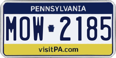 PA license plate MOW2185