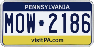 PA license plate MOW2186