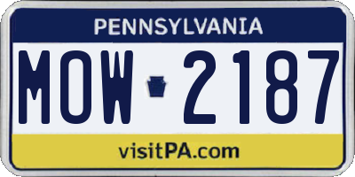 PA license plate MOW2187
