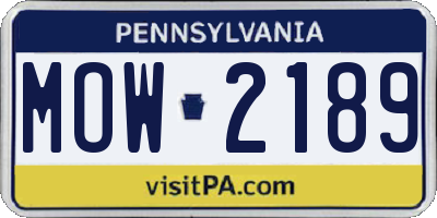 PA license plate MOW2189