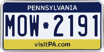 PA license plate MOW2191