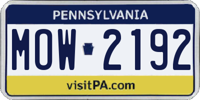 PA license plate MOW2192