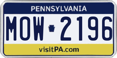 PA license plate MOW2196
