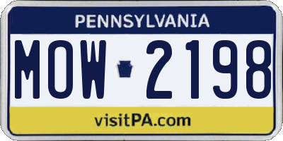 PA license plate MOW2198