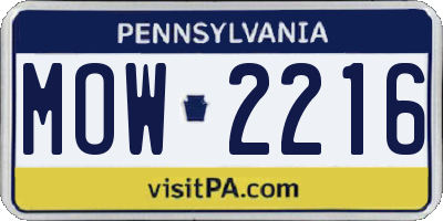 PA license plate MOW2216