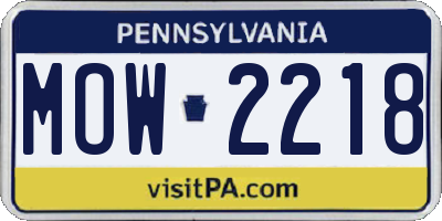 PA license plate MOW2218