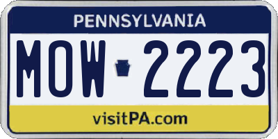 PA license plate MOW2223