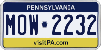 PA license plate MOW2232
