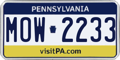PA license plate MOW2233
