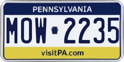 PA license plate MOW2235
