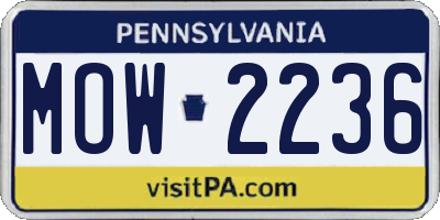 PA license plate MOW2236